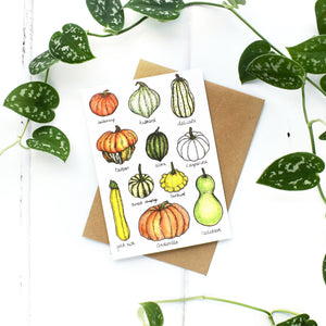 Squashes and Gourds A6 Greeting Card, Blank Inside