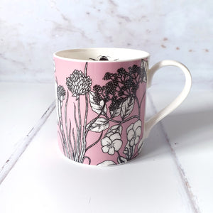 Edible Flowers Mug in Dusky Pink