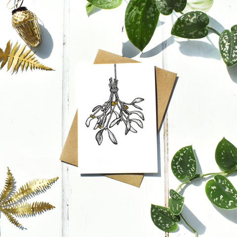 Mistletoe With Gold Seasonal Card