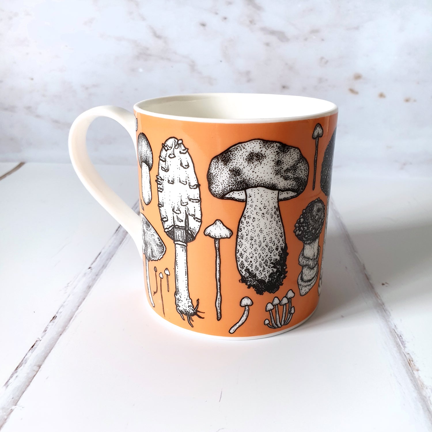 Toadstools and Mushroom Mug in Terracotta