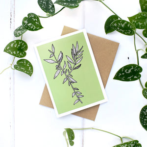 Olive A6 Greeting Card, Blank Inside