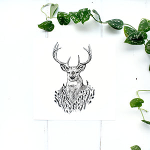 Stag and Wild Grass Screen Print