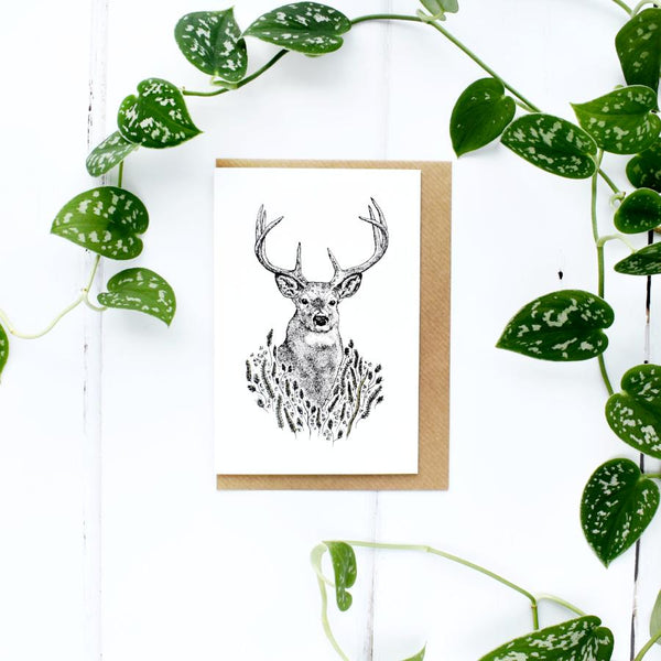 Stag A6 Greeting Card, Blank Inside